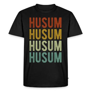 Husum City Retro Vintage - Men's Premium Organic T-Shirt - black - Front - Nico (187cm)