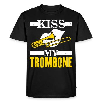 Kiss My Trombone Player Musician Trombonist - Men's Premium Organic T-Shirt - black - Front - Nico (187cm)