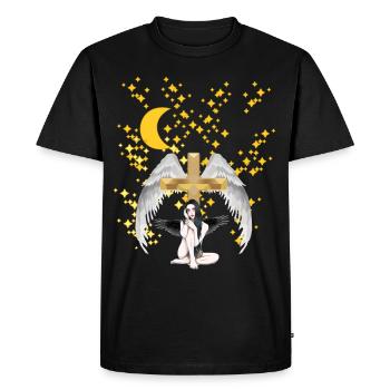 Croix céleste Ange Ciel au-delà de la mort - T-shirt Premium bio Homme - noir - Devant - Nico (187cm)