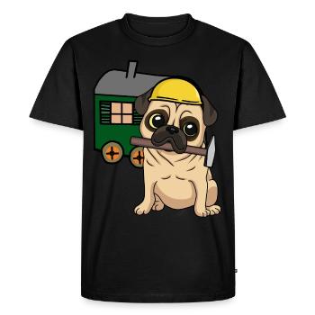 Construction Site Craftsman Dog Pug Construction Truck Job Hammer - Men's Premium Organic T-Shirt - black - Front - Nico (187cm)