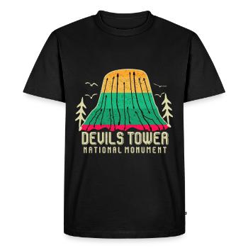 Devils Tower NationalDémarque Randonnée Wyoming Nature - T-shirt Premium bio Homme - noir - Devant - Nico (187cm)