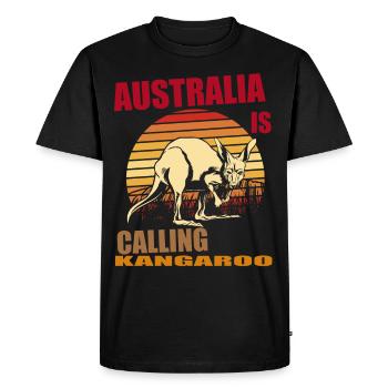 Kangourou Rétro Australie Appelant Outback - T-shirt Premium bio Homme - noir - Devant - Nico (187cm)