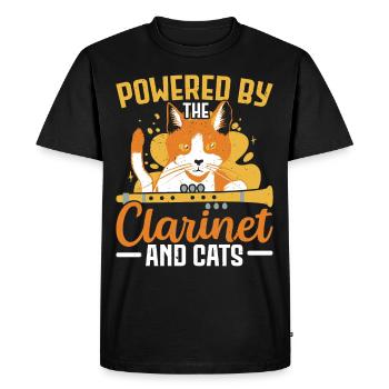 Propulsé par clarinette et cats clarinettiste Musi - T-shirt Premium bio Homme - noir - Devant - Nico (187cm)
