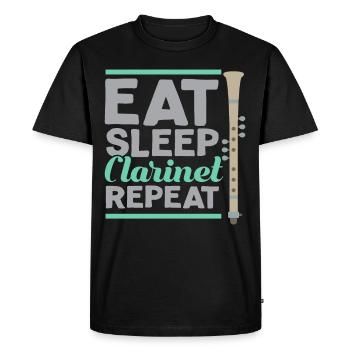 Eat Sleep Clarinet Repeat Klarinette Klarinettist - Men's Premium Organic T-Shirt - black - Front - Nico (187cm)