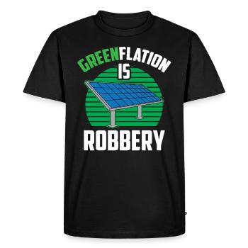 Greenflation is robbery green energy inflation - Men's Premium Organic T-Shirt - black - Front - Nico (187cm)