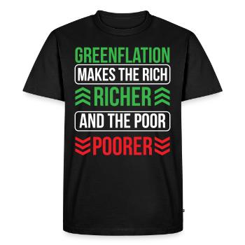 Greenflation makes the rich rich richer and poor poorer - Men's Premium Organic T-Shirt - black - Front - Nico (187cm)