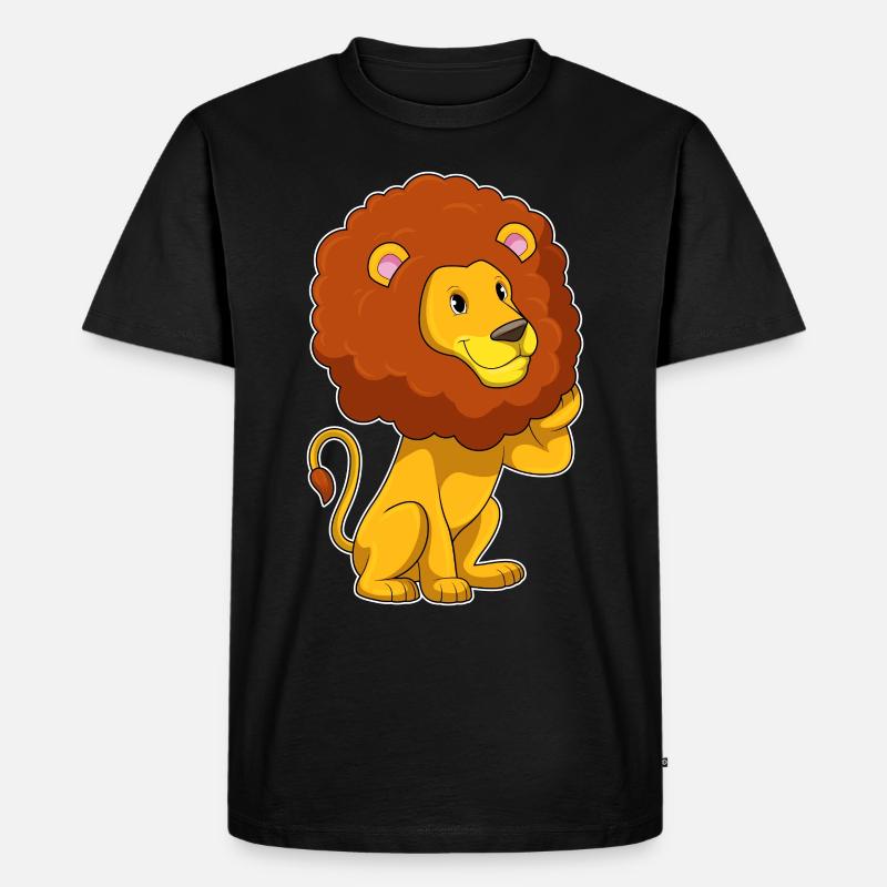Löwe mit Locken - Männer Premium Bio T-Shirt - Schwarz