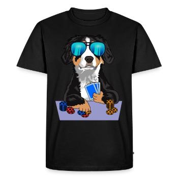 Bernese Mountain Dog plays poker - Men's Premium Organic T-Shirt - black - Front - Nico (187cm)