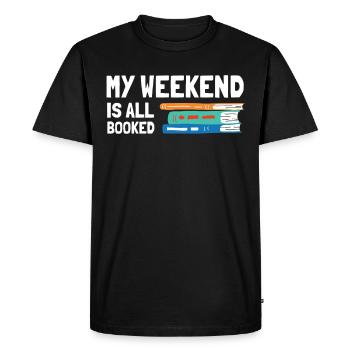 My Weekend Is All Booked Bookworm - Men's Premium Organic T-Shirt - black - Front - Nico (187cm)
