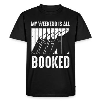 My Weekend Is All Booked Bookworm - Men's Premium Organic T-Shirt - black - Front - Nico (187cm)