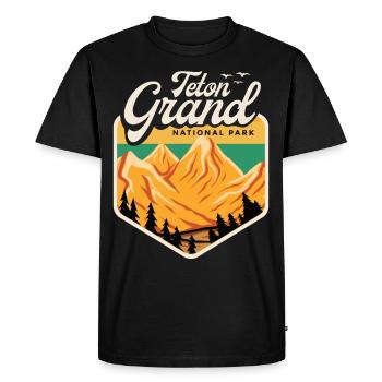 Grand-Teton National Park Wyoming Souvenir - T-shirt Premium bio Homme - noir - Devant - Nico (187cm)