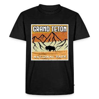 Montagnes du parc national de Grand Teton Buffalo Wyoming - T-shirt Premium bio Homme - noir - Devant - Nico (187cm)
