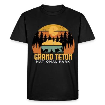 Parc national de Grand Teton Camping Wyoming Buffalo - T-shirt Premium bio Homme - noir - Devant - Nico (187cm)