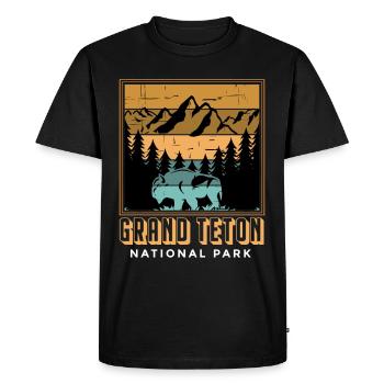 Parc national Buffalo Grand Teton Mountain Camping Souve - T-shirt Premium bio Homme - noir - Devant - Nico (187cm)
