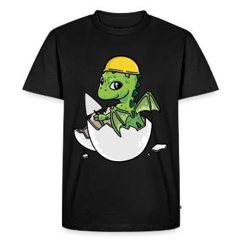 Dino Artisan Coquille d’oeuf Maçon Truelle Maurer Job - T-shirt Premium bio Homme - noir - Devant - Nico (187cm)