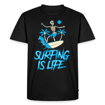 Surfing is life Surfboard Surfer Surfing - Men's Premium Organic T-Shirt - black - Front - Nico (187cm)