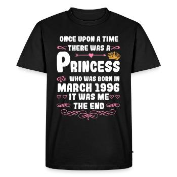 Il était une fois une princesse. Naissance en mars 1996 - T-shirt Premium bio Homme - noir - Devant - Nico (187cm)