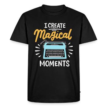 Je crée des moments magiques Écrivain Professeur d’écriture - T-shirt Premium bio Homme - noir - Devant - Nico (187cm)