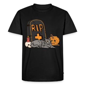 Cute Chartreux Carthusian Halloween Cat - Men's Premium Organic T-Shirt - black - Front - Nico (187cm)