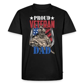 Proud Veteran Dad Father Day Father Sayings Daddy - Men's Premium Organic T-Shirt - black - Front - Nico (187cm)