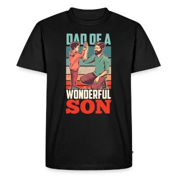Father of a Wonderful Son Proverbs Daddy Papa - Men's Premium Organic T-Shirt - black - Front - Nico (187cm)