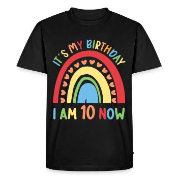 10 ans Rainbow Rainbow 10e anniversaire - T-shirt Premium bio Homme - noir - Devant - Nico (187cm)