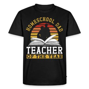 Homeschool Papa Enseignant de l’année Père Papa - T-shirt Premium bio Homme - noir - Devant - Nico (187cm)