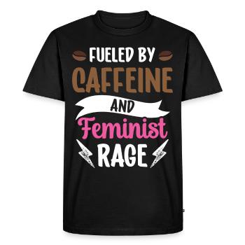Alimenté par la caféine et la colère féministe - T-shirt Premium bio Homme - noir - Devant - Nico (187cm)