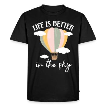 Life is better in the sky Hot air balloon love - Men's Premium Organic T-Shirt - black - Front - Nico (187cm)