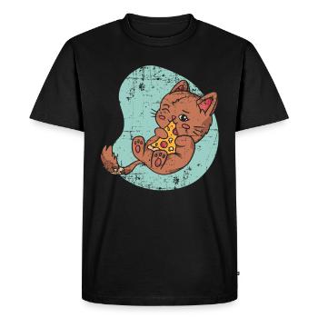 Pizza Cat Pizza Lover Cuisine italienne Ki - T-shirt Premium bio Homme - noir - Devant - Nico (187cm)