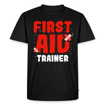 Instructeur de secourisme Mesures immédiates Cours Enseignant - T-shirt Premium bio Homme - noir - Devant - Nico (187cm)