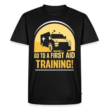 Take a first aid course! Teacher - Men's Premium Organic T-Shirt - black - Front - Nico (187cm)