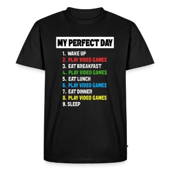 My Perfect Day Video matches funny cool player day - Men's Premium Organic T-Shirt - black - Front - Nico (187cm)