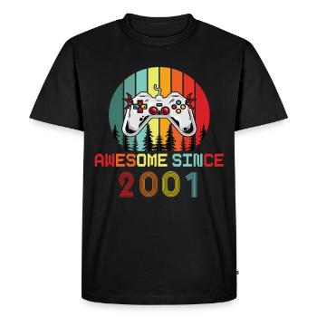 Génial depuis 2001 Anniversaire 2001 Millésime 2001 - T-shirt Premium bio Homme - noir - Devant - Nico (187cm)