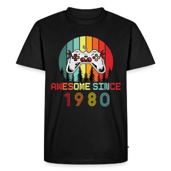 Awesome Since 1980 Birthday 1980 Vintage 1980 - Men's Premium Organic T-Shirt - black - Front - Nico (187cm)