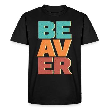 Retro Beaver Wildlife Animal Canada Dam Rodent - Men's Premium Organic T-Shirt - black - Front - Nico (187cm)