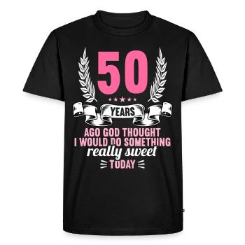 Il y a 50 ans, Dieu pensait bien 50 anniversaire - T-shirt Premium bio Homme - noir - Devant - Nico (187cm)
