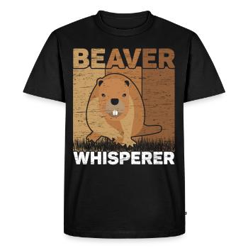 Beaver Whisperer Wildlife Animal Canada Dam Rodent - Men's Premium Organic T-Shirt - black - Front - Nico (187cm)