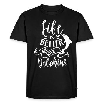 Life Is Better With Dolphins Dolphins Dolphins - Men's Premium Organic T-Shirt - black - Front - Nico (187cm)
