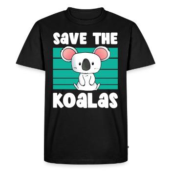 Save The Koalas Animal Koala Koala Bear Sweet - Men's Premium Organic T-Shirt - black - Front - Nico (187cm)