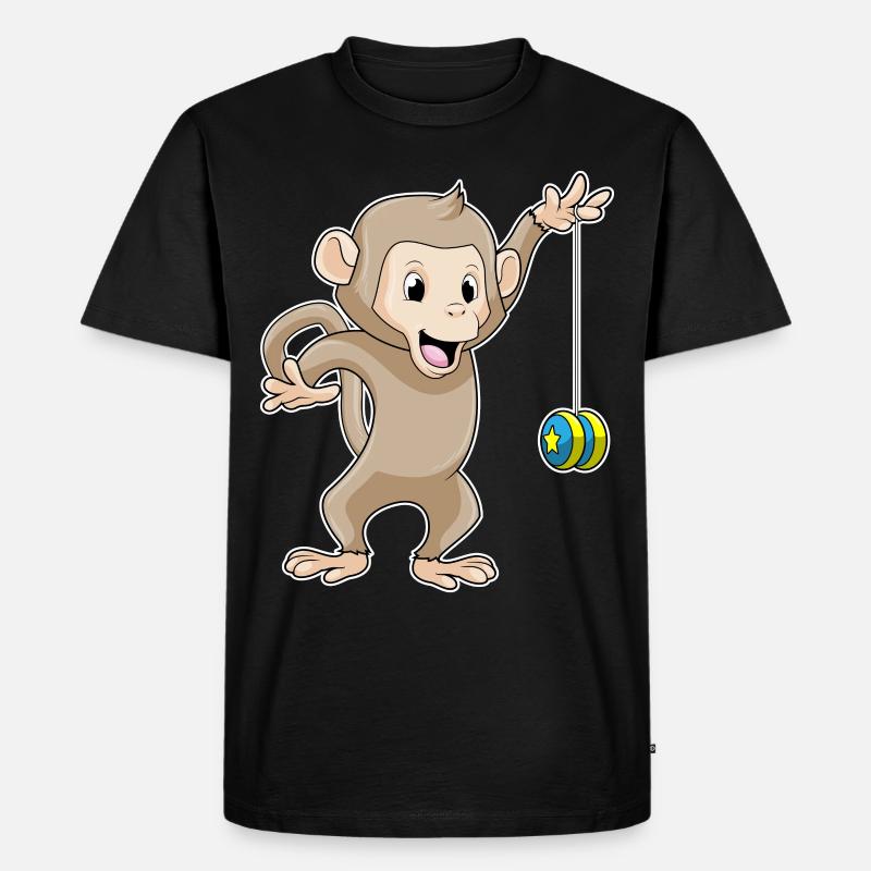 Affe mit Jojo - Männer Premium Bio T-Shirt - Schwarz