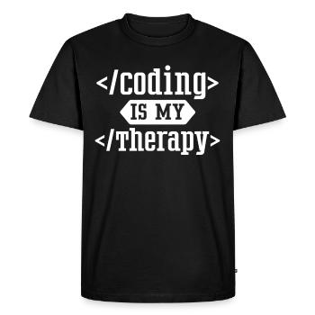 Programming Is My Therapy Coding Coder Code - Men's Premium Organic T-Shirt - black - Front - Nico (187cm)