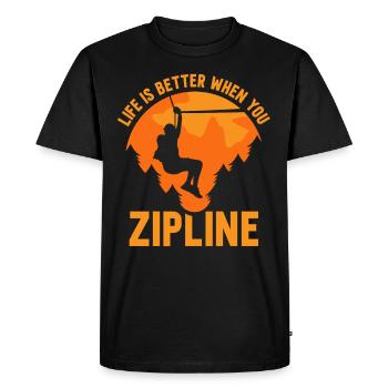 Life is better when you zipline sports - Men's Premium Organic T-Shirt - black - Front - Nico (187cm)