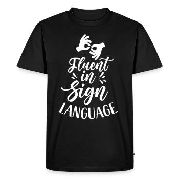 Fluent in sign language awareness signs - Men's Premium Organic T-Shirt - black - Front - Nico (187cm)