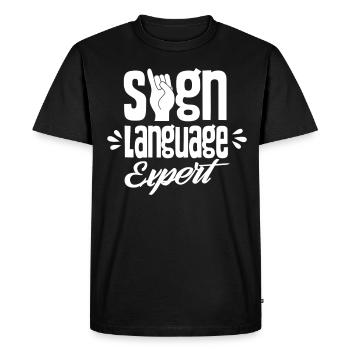 Sign Language Expert Gestures Signs Awareness - Men's Premium Organic T-Shirt - black - Front - Nico (187cm)