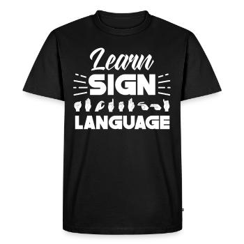 Sign Language Learning Awareness Sign Gestures - Men's Premium Organic T-Shirt - black - Front - Nico (187cm)