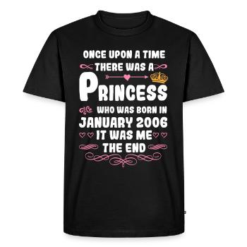 Il était une fois une princesse. Naissance en janvier 2006 - T-shirt Premium bio Homme - noir - Devant - Nico (187cm)