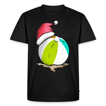 Beach Ball With Santa Hat Celebrating Christmas - Men's Premium Organic T-Shirt - black - Front - Nico (187cm)