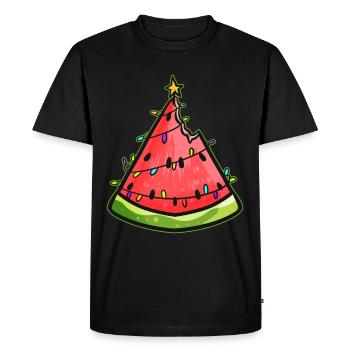 Watermelon Christmas Tree Chain Of Lights - Men's Premium Organic T-Shirt - black - Front - Nico (187cm)