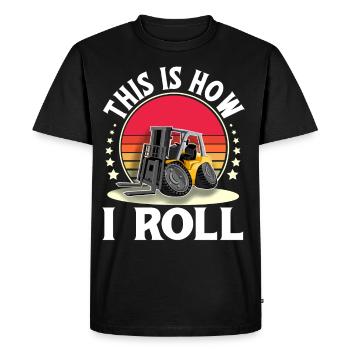 Conducteur de chariot élévateur Élévateur à fourche Magasinier - T-shirt Premium bio Homme - noir - Devant - Nico (187cm)